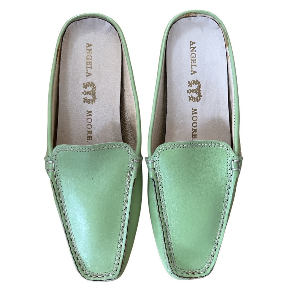 Angela Moore Mint Green Leather Loafers